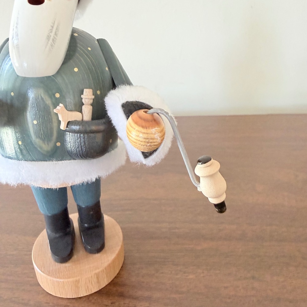 KWO German Wooden Incense Smoker Saint Peter Santa Claus Teal Gold Star Figurine - Picture 3 of 10